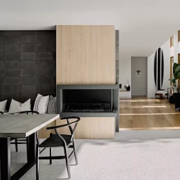 A dining space that connects to both a front and