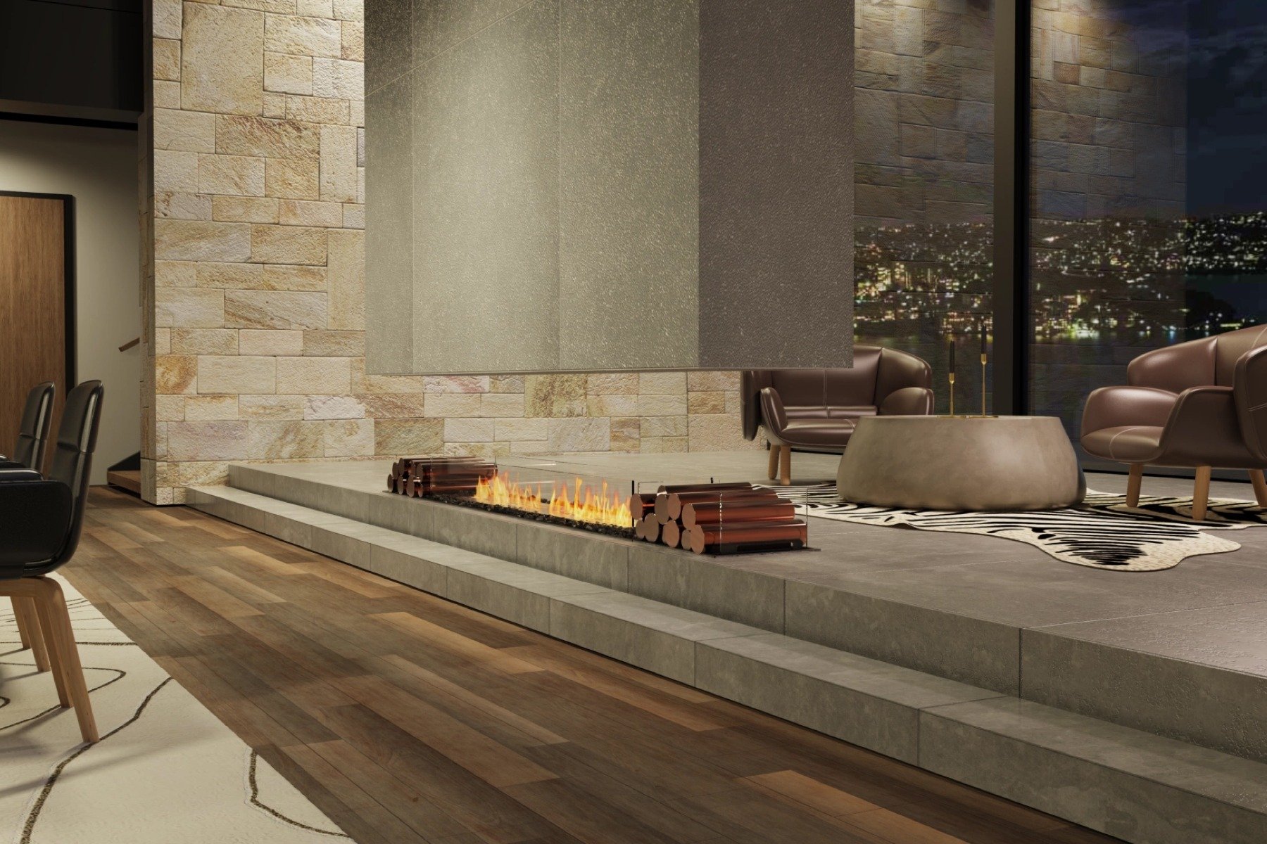 Divide with a fireplace