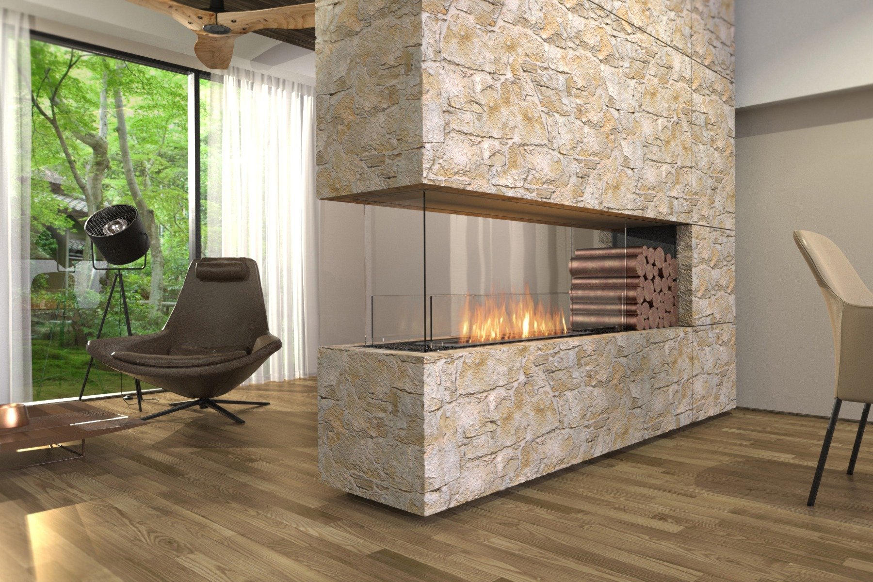 See-through fireplaces