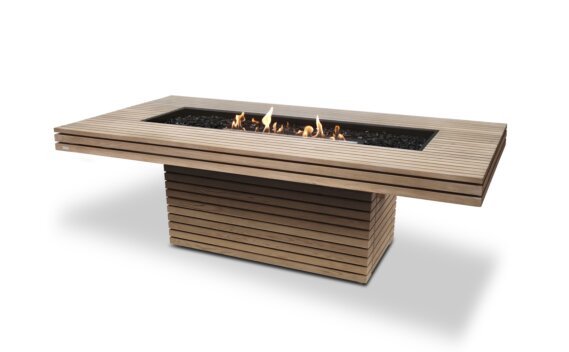 Gin 90 (Dining) Fire Pit - Ethanol - Black / Teak / *Teak colours may vary by EcoSmart Fire
